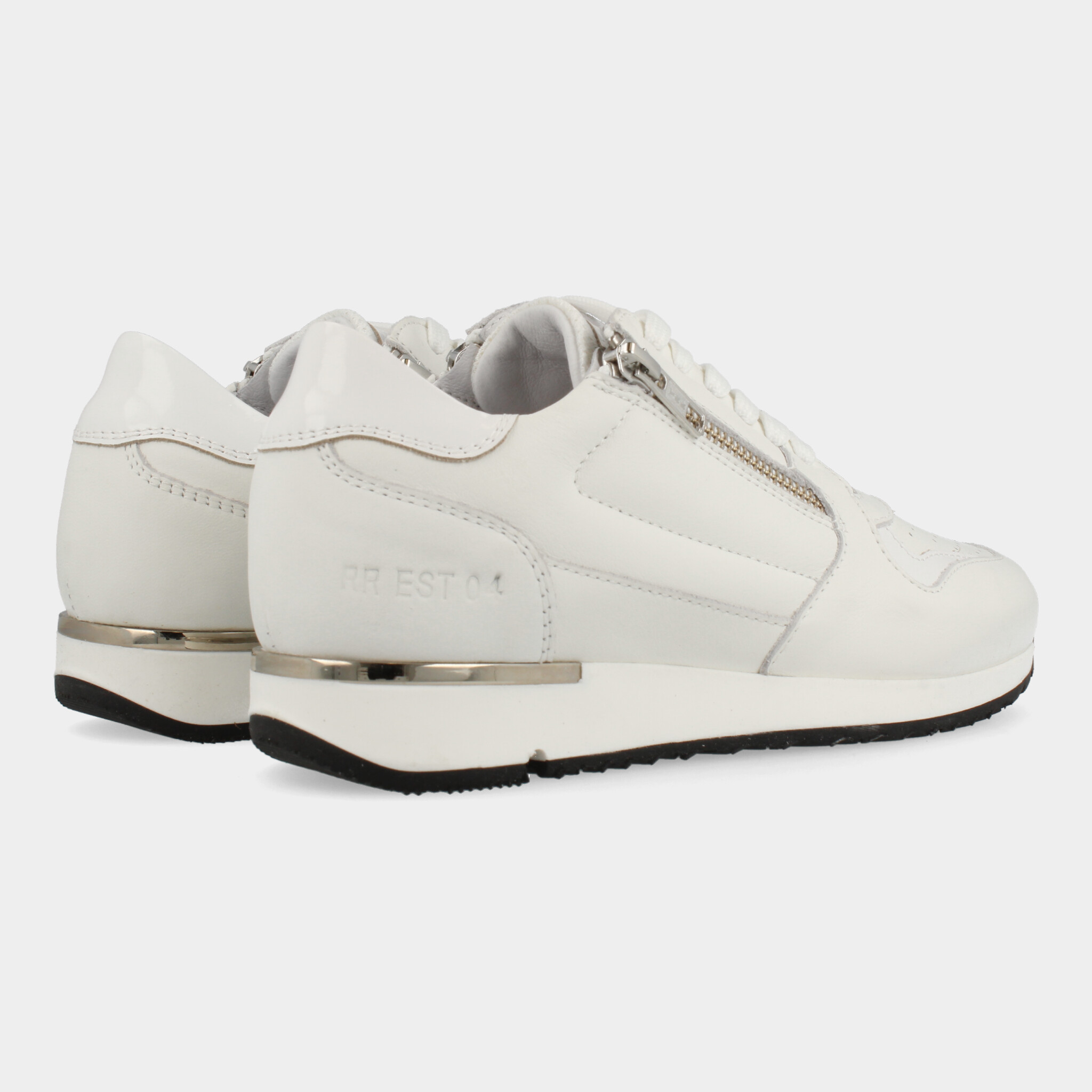 Trendy Hoge Witte Heren Sneakers met Ritsen - Black-Leo.nl