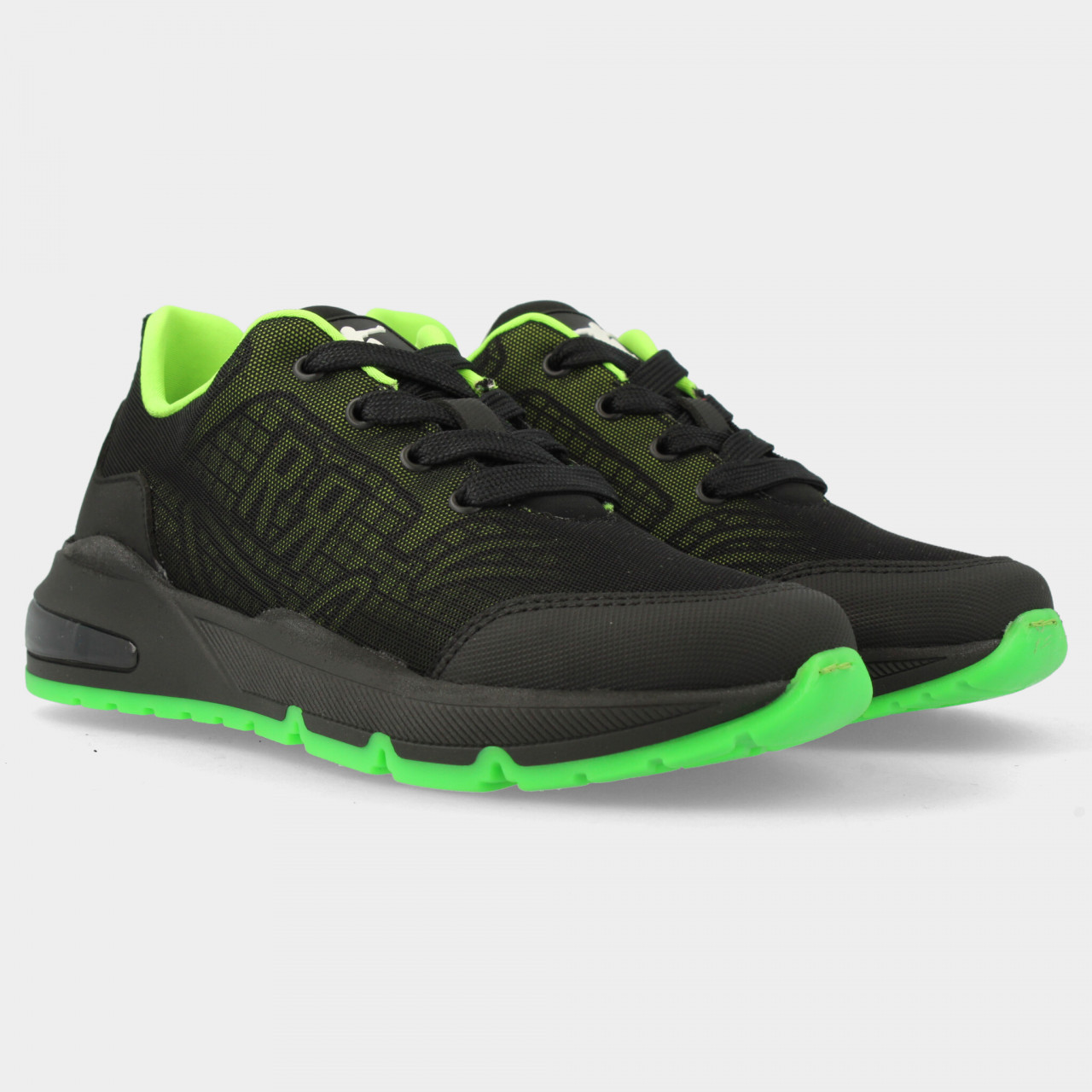Zwarte sneakers met groen | 13795