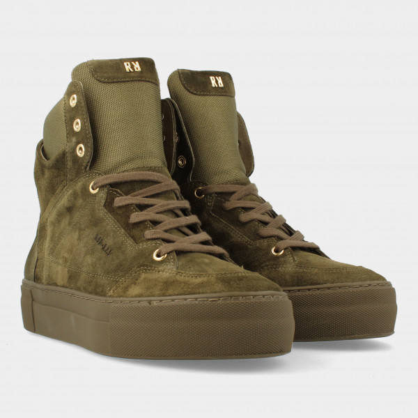 Hoge Groene Suede Sneakers Voor Dames 74468 | Red-Rag