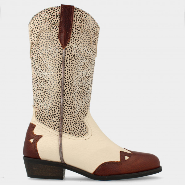 Beige combi western boots | 11242