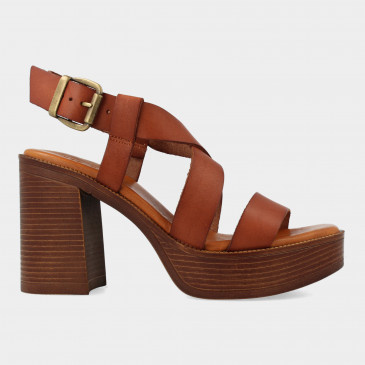 Cognac Hak Sandalen | Red-Rag 79364