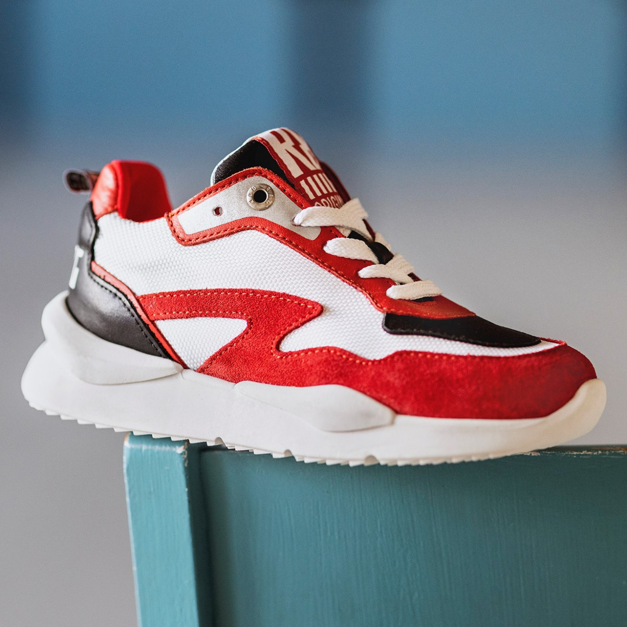 Wit Rode Sneakers | Red-Rag 13591