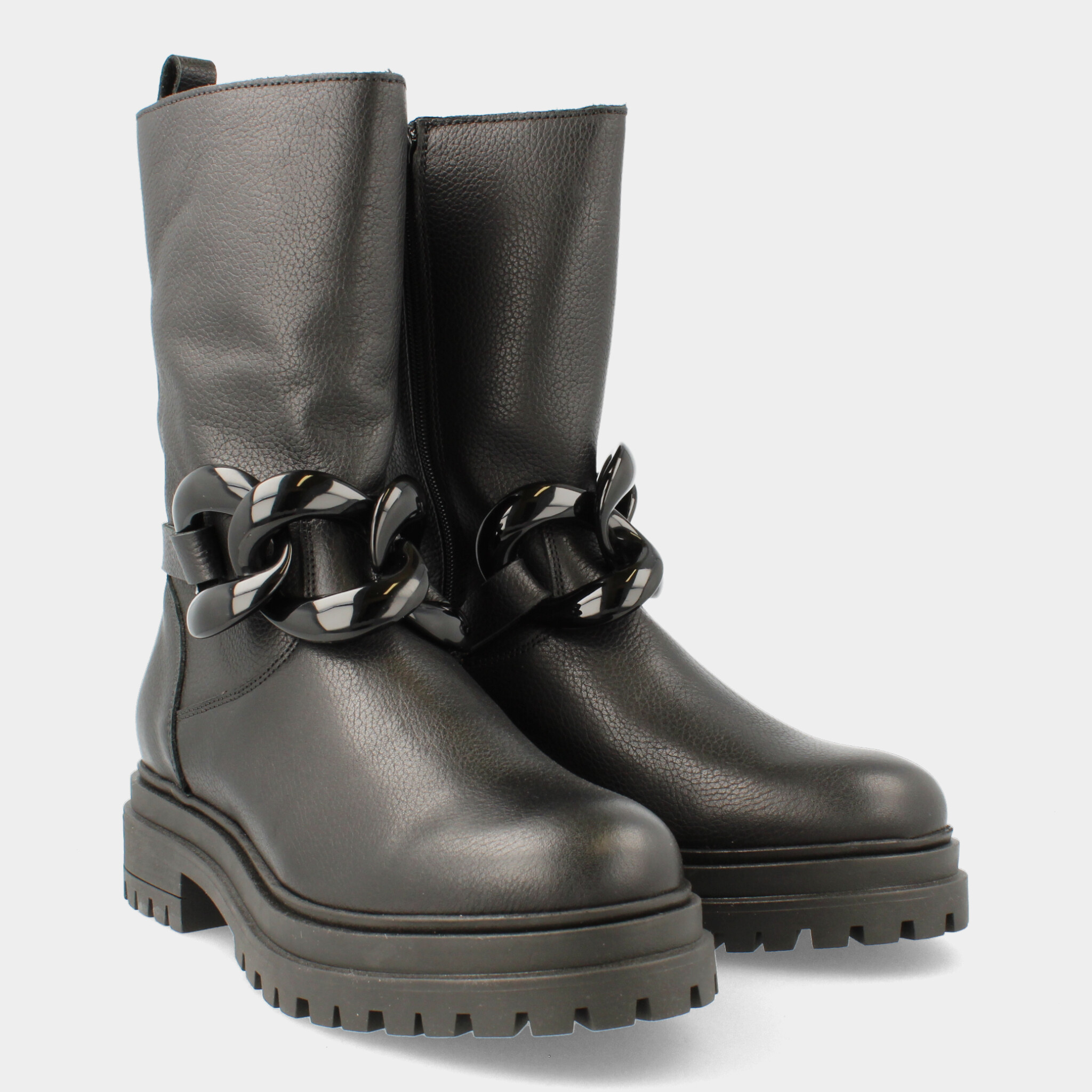 Hoge Biker Boots met Studs en Gespen, Zwart - Shoe Level - Nederland
